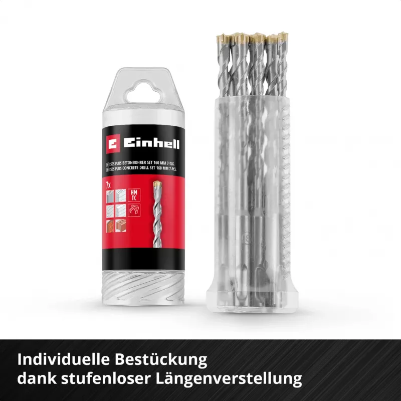Einhell 265510 SDS-plus Hammerbohrer-Set, 7-teilig, Ø 6-14 mm, 160 mm