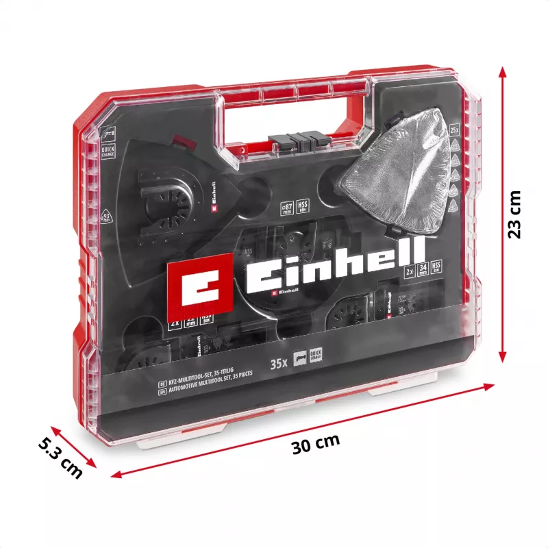 Einhell 708135 XL-PLUS-CASE BiM HSS Multifunktionswerkzeug-Zubehörset, 10 Teile