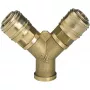 Einhell Druckluftverteiler mit 2 Schnellkupplungen, R 3/8 Zoll Innengewinde, vernickeltes Messing 4139680