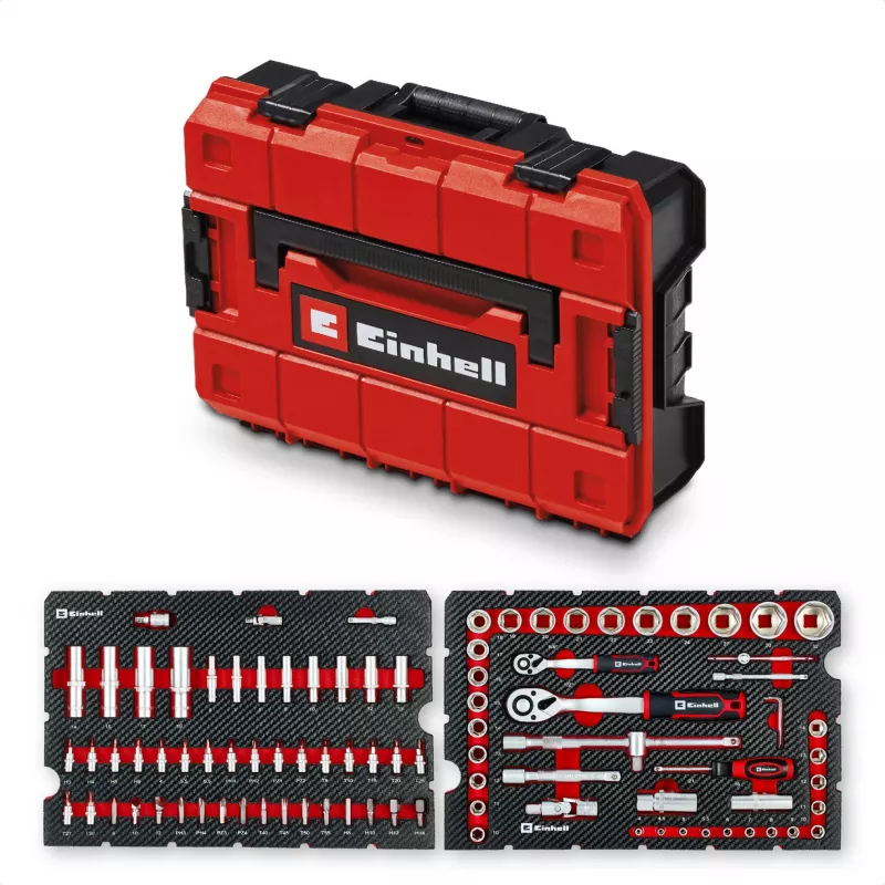 Einhell E-Case 92-teiliges Werkzeugset (370514) - Chrom-Vanadium-Stahl, Schwarz/Rot