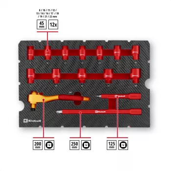 Einhell E-Case VDE Werkzeugkoffer 24-teiliges Elektriker-Set (Rot/Gelb)