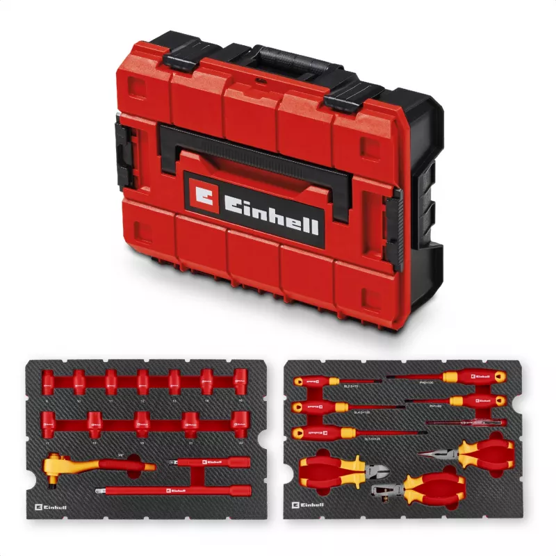 Einhell E-Case VDE Werkzeugkoffer 24-teiliges Elektriker-Set (Rot/Gelb)
