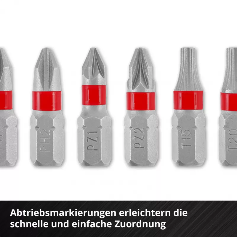 Einhell Karabiner Impact Bit Set 10-teilig 1/4 inch Sechskant Impact-Bits mit Karabinerclip