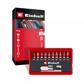Einhell Karabiner Impact Bit Set 10-teilig 1/4 inch Sechskant Impact-Bits mit Karabinerclip