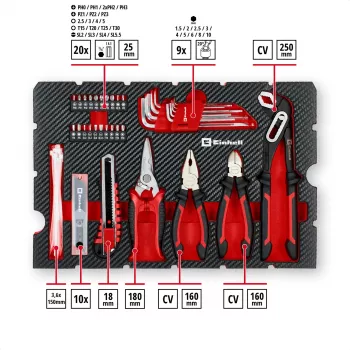 EINHELL-KWB E-Case Werkzeugkoffer Umzug, 79-teilig (Schwarz/Rot)