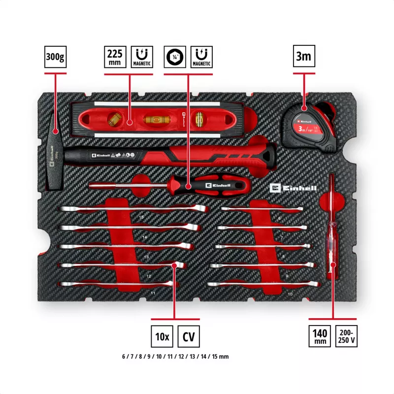 EINHELL-KWB E-Case Werkzeugkoffer Umzug, 79-teilig (Schwarz/Rot)