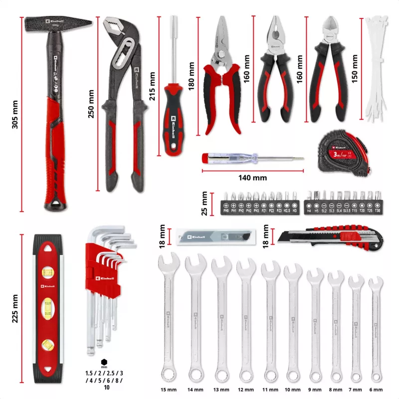 EINHELL-KWB E-Case Werkzeugkoffer Umzug, 79-teilig (Schwarz/Rot)