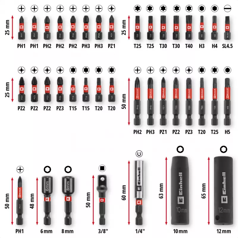EINHELL-KWB Impact Bit & Socket Set in M-CASE, 39-teilig
