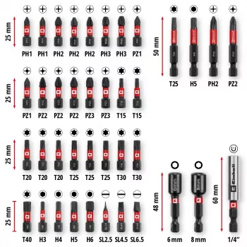 EINHELL-KWB Impact Bit Set in M-CASE, 39-teilig (mit Nüssen)