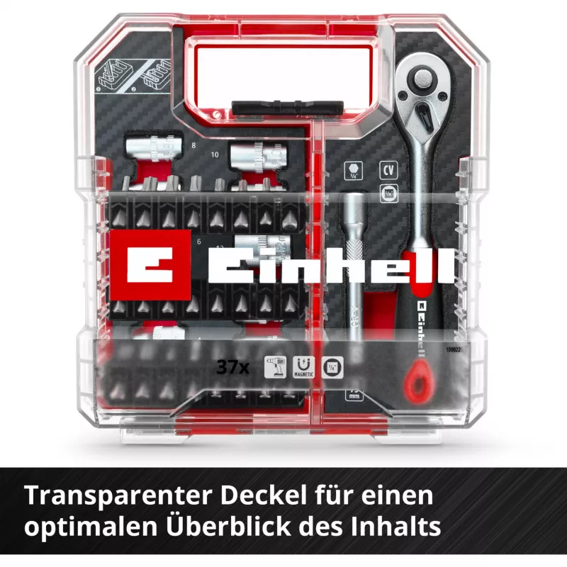 EINHELL-KWB Steckschlüssel- und Bit-Set 1/4 Zoll 37-teilig im L-CASE