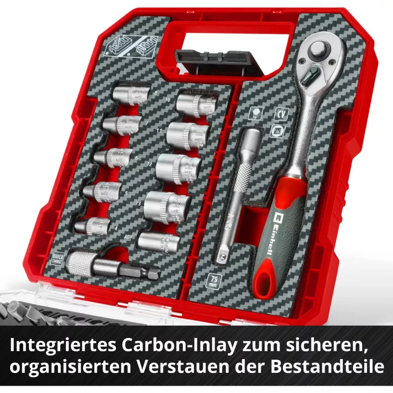 EINHELL-KWB Steckschlüssel- und Bit-Set 1/4 Zoll 37-teilig im L-CASE