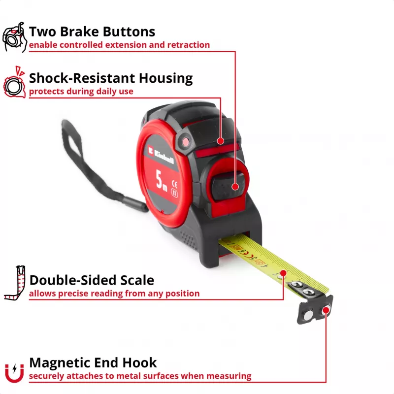 EINHELL-KWB Maßband, 5 m (Schwarz/Rot)