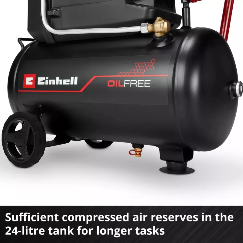 EINHELL TC-AC 190/24/8 I OF Ölfreier Kompressor, 1100 W, 24 L Tank, 8 bar, Schwarz