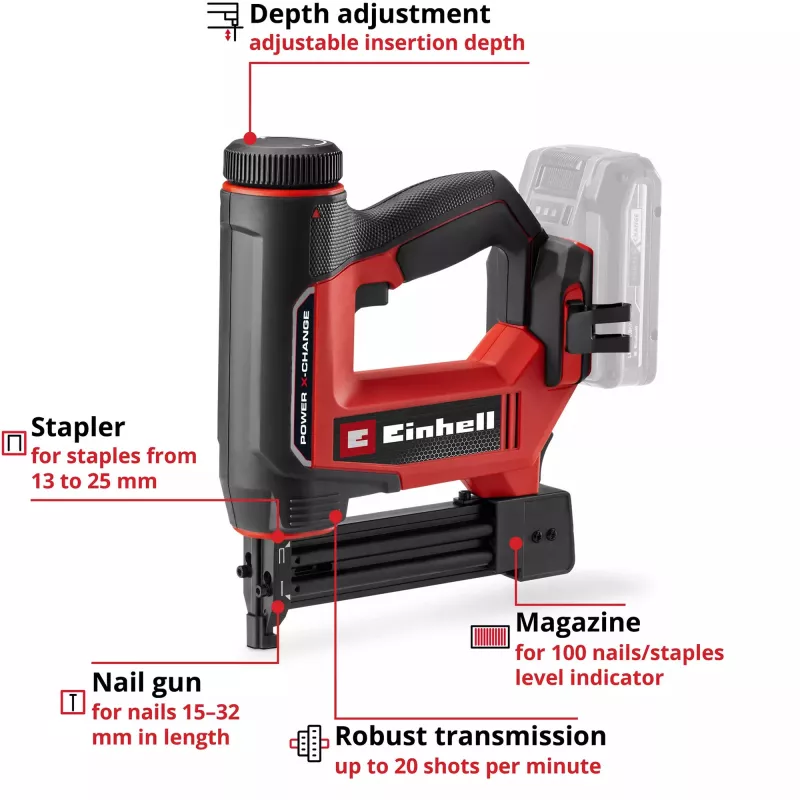 Einhell TE-CN 18/32 Li - Solo Akku-Nagler 18V Power X-Change (Gerät ohne Akku)