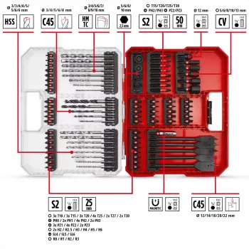 EINHELL XL-CASE Impact Bit and Drill Bit Set, 95-teilig, Bohrer- & Bit-Set