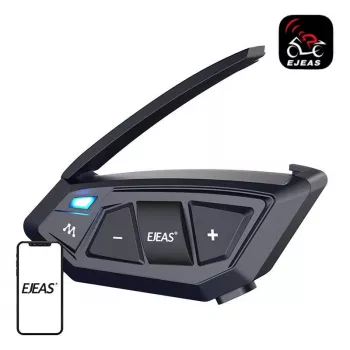EJEAS MS20 Motorrad-Intercom mit Bluetooth 5.1, 1000m Reichweite, IP65, CVC-Rauschunterdrückung, HD-Stereo-Lautsprecher, FM-Radio, USB-C, bis zu 20h Sprechzeit