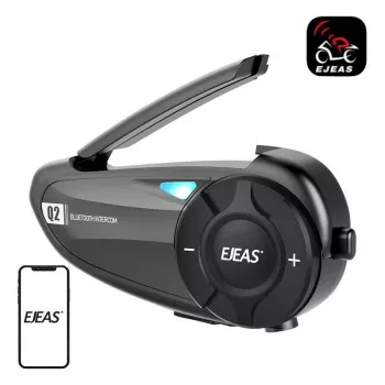 EJEAS Q2 Motorcycle Intercom mit Bluetooth 5.1, 800m Reichweite, IP65, DSP & CVC Rauschunterdrückung, FM-Radio, Sprachassistent, USB-C, bis zu 20h Gesprächszeit