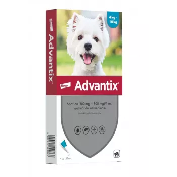 ELANCO Advantix Spot-On-Lösung für kleine Hunde 4-10 kg, 4 Pipetten x 1 ml