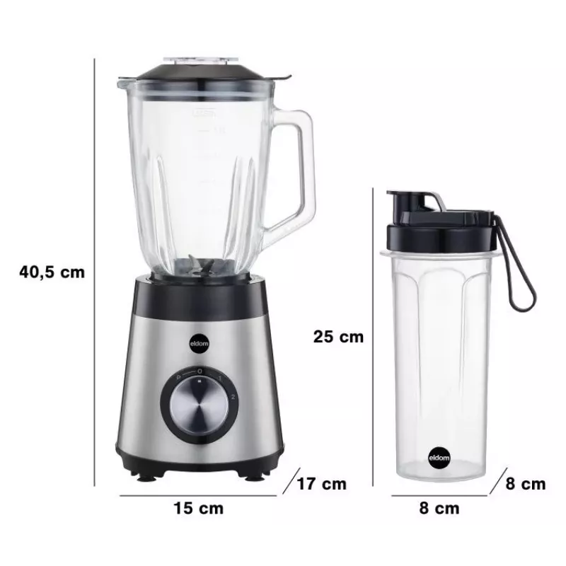 ELDOM BK7S STALO 2.0 L Standmixer 1000 W Schwarz/Silber