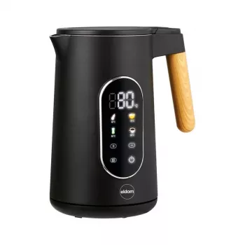 ELDOM C550 Kabelloser Wasserkocher mit Temperaturregelung, 1,7 L, 2200 W, Edelstahl, 5 Voreinstellungen, Warmhaltefunktion, LED-Anzeige, Schwarz