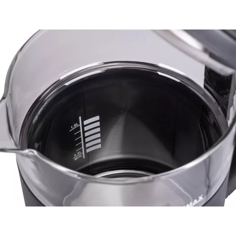 ELDOM C560 Nuvia kabelloser Wasserkocher mit Temperaturregelung, 1,7 L, 2200 W, LED-Anzeige, Edelstahl/Schwarz