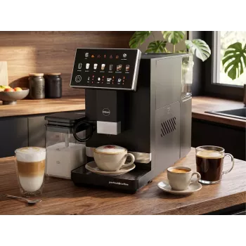 ELDOM ECA10 Automatische Kaffeemaschine mit Druck, 7 Programme, 19 Bar, 1450 W, 1,8 L Wassertank, Bean-to-Cup, LCD, Schwarz