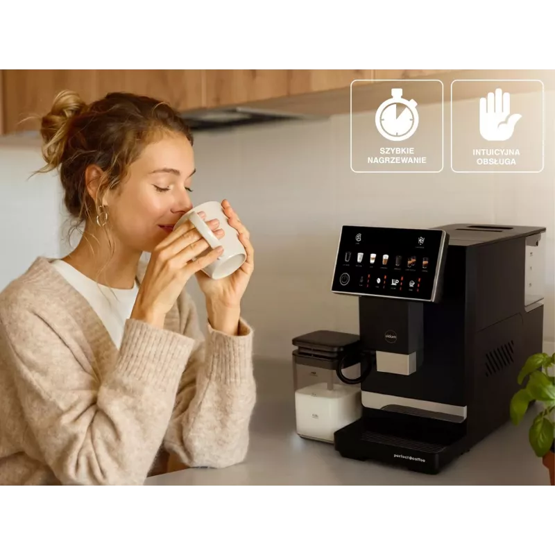 ELDOM ECA10 Automatische Kaffeemaschine mit Druck, 7 Programme, 19 Bar, 1450 W, 1,8 L Wassertank, Bean-to-Cup, LCD, Schwarz
