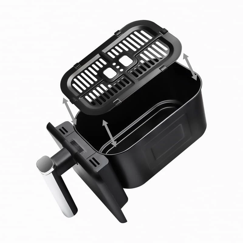 ELDOM FR200 Heißluftfritteuse 9L Doppelkorb 2200W 8 Programme LED-Display Schwarz