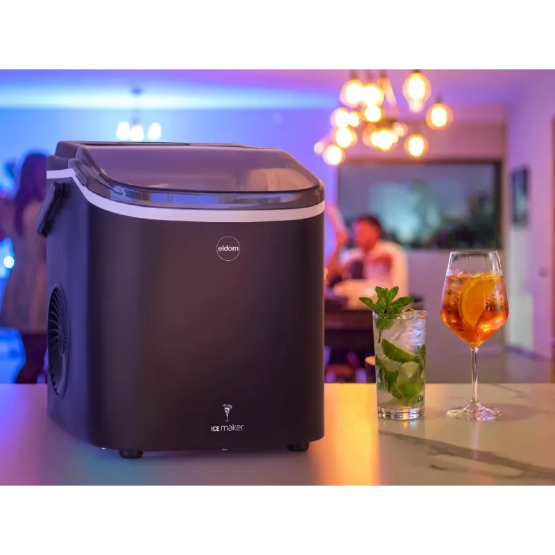 ELDOM KS230 Eiswürfelbereiter - 12 kg/24h, 2,2L Tank, 9 Würfel pro Zyklus, Silber/Schwarz