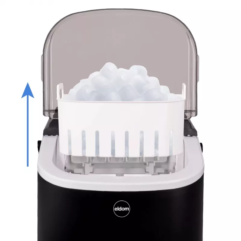 ELDOM KS230 Eiswürfelbereiter - 12 kg/24h, 2,2L Tank, 9 Würfel pro Zyklus, Silber/Schwarz