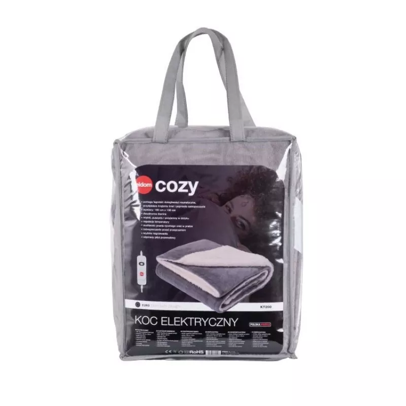ELDOM KT200 Cozy Elektrische Unterbettdecke 150 x 80 cm Grau 60W 3 Heizstufen