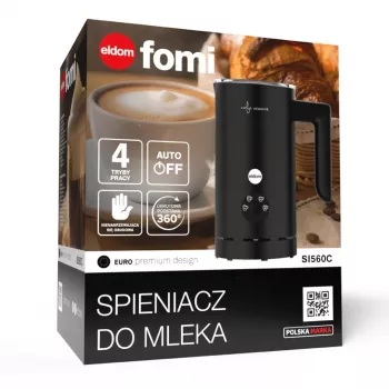 ELDOM SI560C Milchaufschäumer Schwarz - 500W Automatisches Heiß- & Kaltaufschäumen, 300ml Erwärmung, Edelstahl