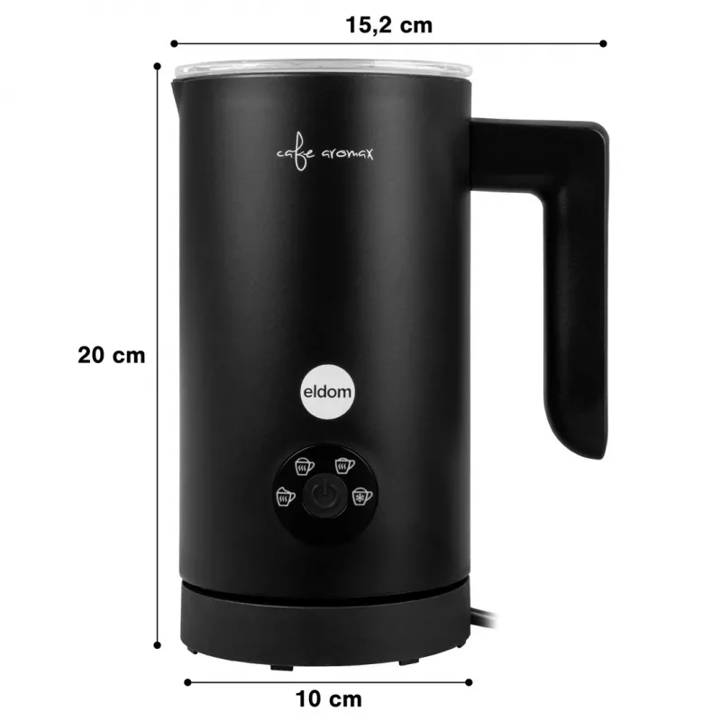 ELDOM SI560C Milchaufschäumer Schwarz - 500W Automatisches Heiß- & Kaltaufschäumen, 300ml Erwärmung, Edelstahl