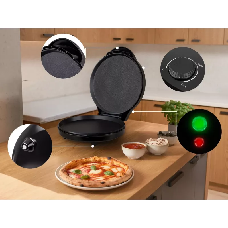 ELDOM ST1000 Elektrischer Pizzamaker 1450W Schwarz 30cm Antihaft