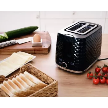 ELDOM TO280C Toaster TOSTI, Brötchenaufsatz, Auftausystem, Schwarz