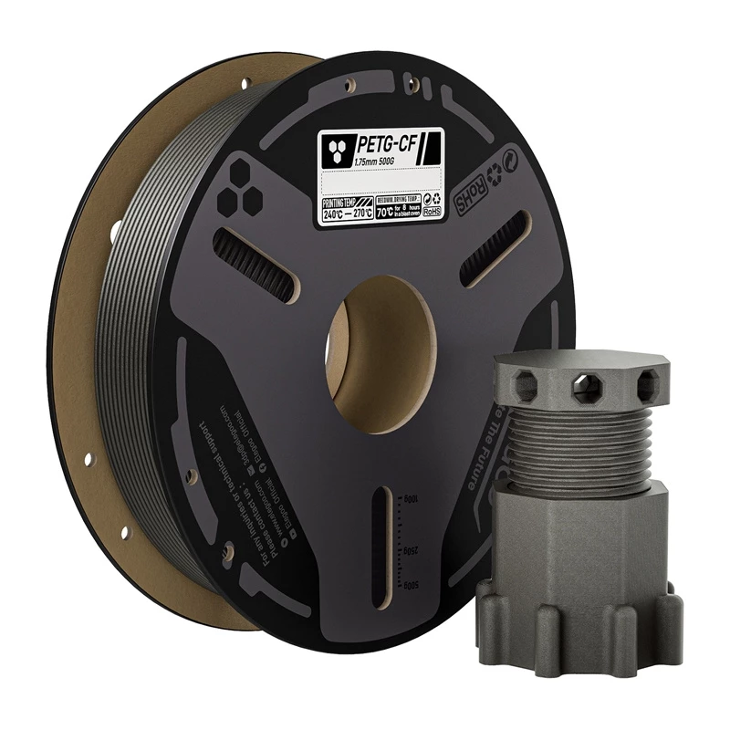 ELEGOO PETG-CF Filament (Grau) 1,75 mm 1 kg kohlefaserverstärktes PETG für FDM-3D-Drucker