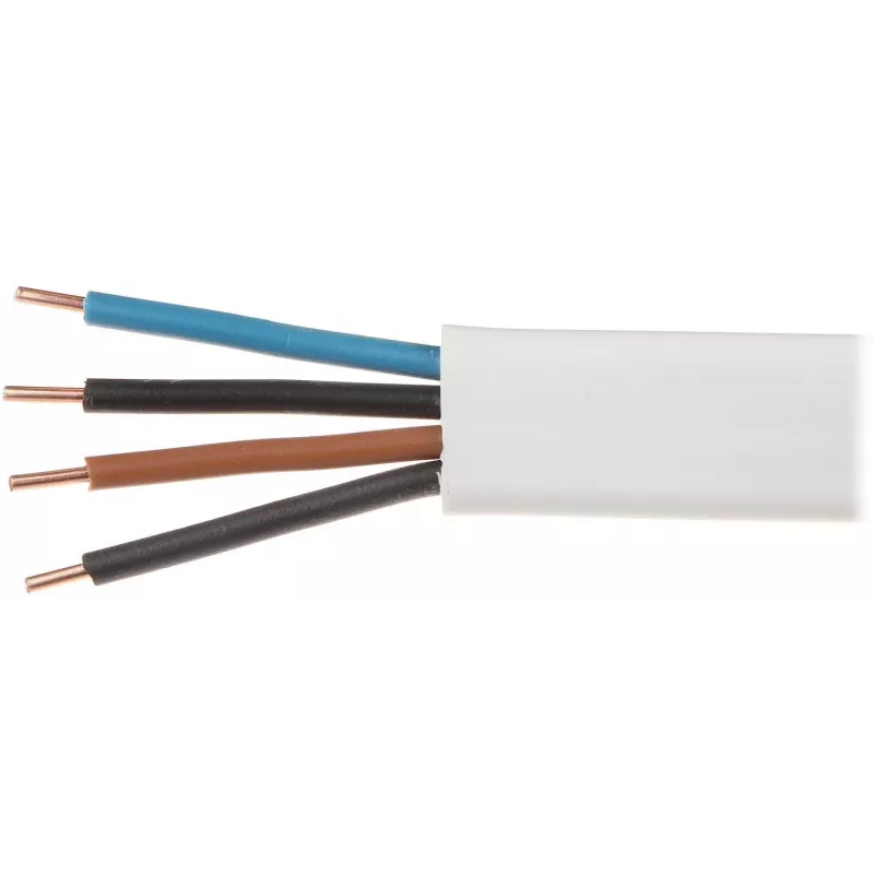 ELEKTROKABEL YDYp 4x1,5mm2 Flach-Installationskabel 100m Weiß