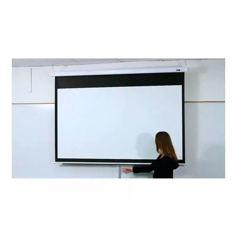Elite Screens Manual Series M120XWV2 120-Zoll manuelle Einzieh-Projektionsleinwand mit MaxWhite FG Material, 16:9 Seitenverhältnis, weißes Gehäuse