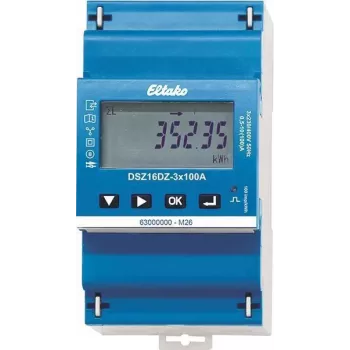 Eltako DSZ16DZ-3x100A MID Digital 3-Phasen-Energiezähler, Direktmessung, 100A, Klasse B, S0 Impulsausgang, DIN-Schiene 28380316