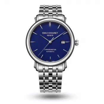 EMILE CHOURIET Herren-Automatik-Taucheruhr 001168G406698 40mm schwarzes Zifferblatt Edelstahlarmband