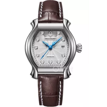 EMILE CHOURIET Damen-Automatikuhr 1911 28mm Silbernes Zifferblatt Braunes Lederarmband