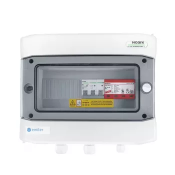 EMITER Schaltanlage angeschlossen AC Hermetic IP65 EMITTER mit AC Dehn Typ 2 Überspannungsableiter, 50A 3-Phasen, RCD Typ A 63A/300mA