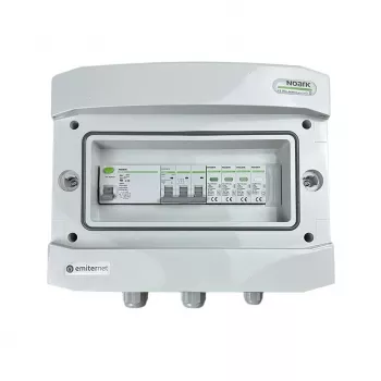 EMITER Schaltanlage angeschlossen AC Hermetic IP65 EMITTER mit Überspannungsableiter AC Noark Typ 1+2, 40A 3-Phasen, RCD Typ A 63A/300mA
