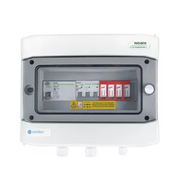 EMITER Schaltanlage angeschlossen AC Hermetic IP65 mit Dehn Typ 2 Überspannungsableiter, 40A 3-Phasen, RCD Typ A 63A/300mA