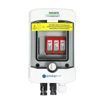 EMITER Schaltanlage DC hermetisch IP65 EMITTER mit DC-Überspannungsableiter Dehn 1000V Typ 2, 1x PV-String, 1x MPPT