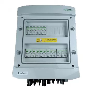 EMITER Schaltanlage angeschlossen DC Hermetisch IP65 EMITTER mit DC-Überspannungsableiter Noark 1000V Typ 1+2, 6x PV-String, 6x MPPT