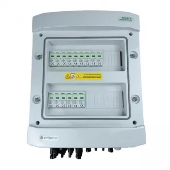 EMITER Schaltanlage angeschlossener DC-Hermetik-IP65-EMITTER mit Noark 1000V Typ 2 DC-Überspannungsableiter, 5x PV-String, 5x MPPT