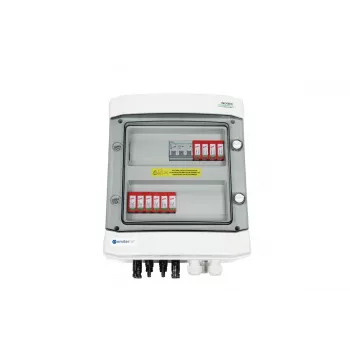 EMITER Switchgear Attached DCAC Hermetic IP65 EMITTER mit DC-Überspannungsableiter Dehn 1000V Typ 2, 2 x PV-String, 2 x MPPT // og. AC Dehn Typ 2, 20A 3-Phasen