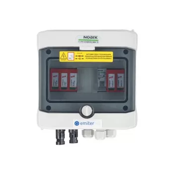 EMITER Switchgear Attached DCAC Hermetic IP65 EMITTER mit Dehn 1000V Typ 2 DC-Überspannungsableiter, 1 x PV-String, 1 x MPPT // og. AC Dehn Typ 2, 16A 1-F