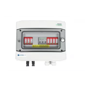 EMITER Schaltanlage DCAC hermetisch IP65 mit Dehn 1000V Typ 2 DC-Überspannungsableiter, 1 x PV-String, 1 x MPPT // AC Dehn Typ 2, 20A 3-Phasen